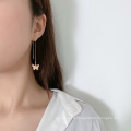 Long wild retro geometric earrings, temperament small butterfly pendant tassel earrings